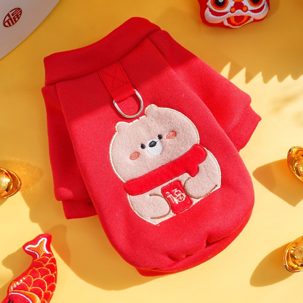 CNY Shirts for dogs, cats, CNY pet clothes with lucky bear shape ...