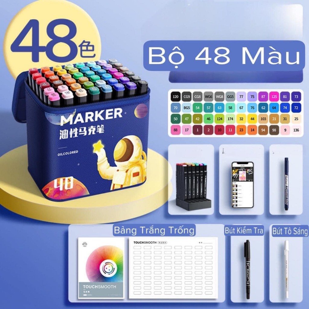 48-color Marker Box with 2 Versions Carrying Bag, Light Line Pen ...