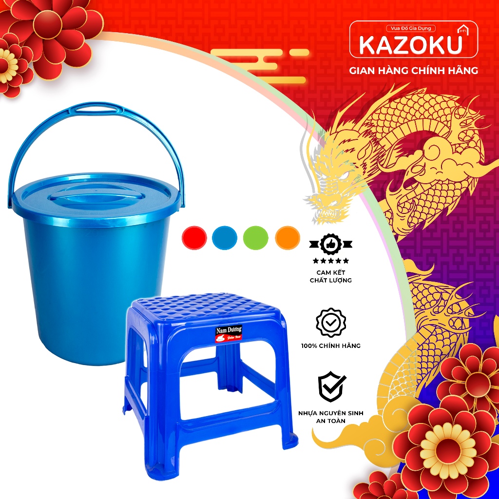 Combo Dwarf Plastic Chair + Water Bucket 10L/12L/14L Nam Duong - King ...