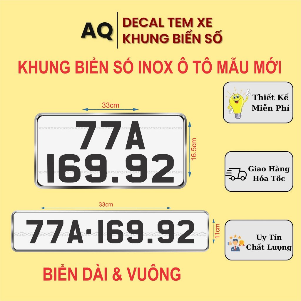 New Model Square & Square Stainless Steel Car Number Plate Frame Set