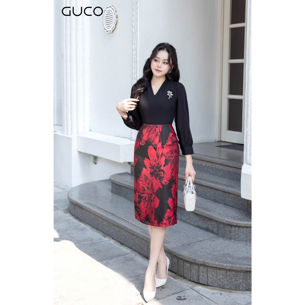 Damask Long Sleeve Dress - Red D10037 | Shopee Philippines