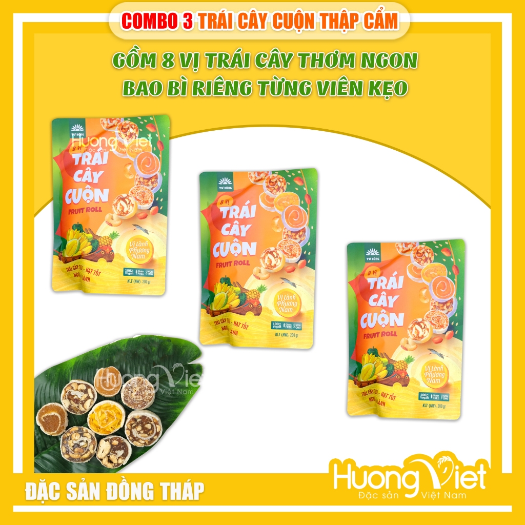 Combo 3 Fruit Rolls Of Tu Bong Rice Paper, Mixed Fruit Jam Includes 8 ...