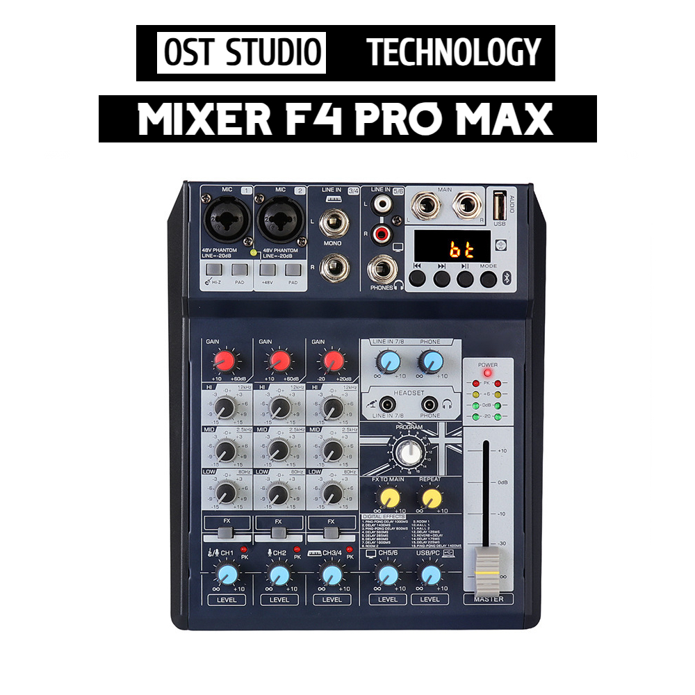 F4 Pro Max Mixer Mixer BuiltIn 99 Vibration Mode DSP4 Channel, LED