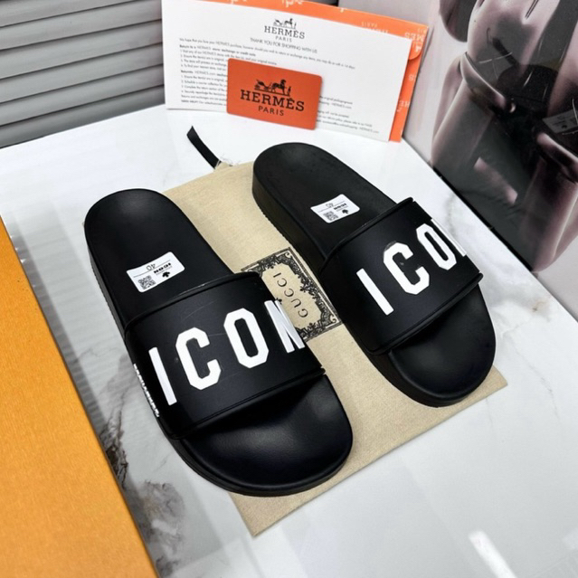 Dsq2 men's flip-flops with high quality icon white rubber letters ...