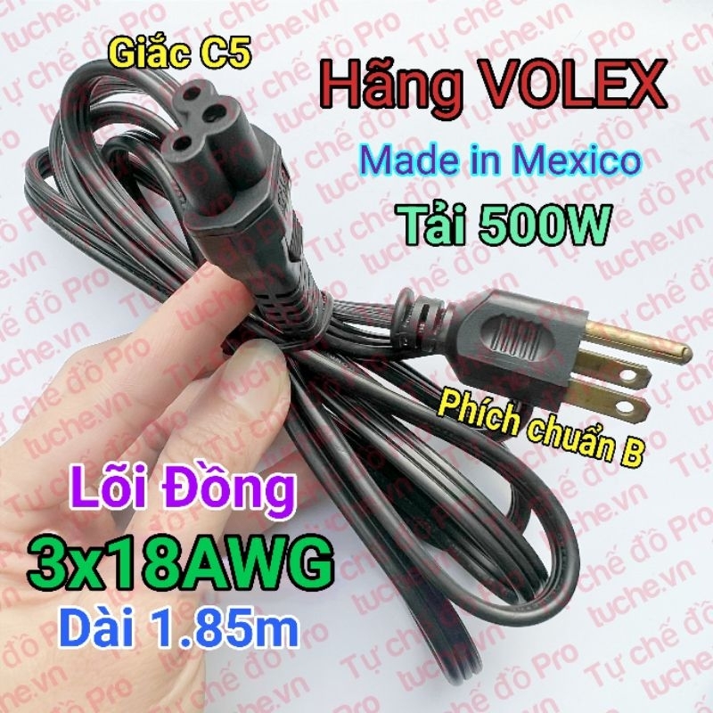 Ac Power Cord From Volex Us Standard 3Pin Plug C5 Load 2.57A