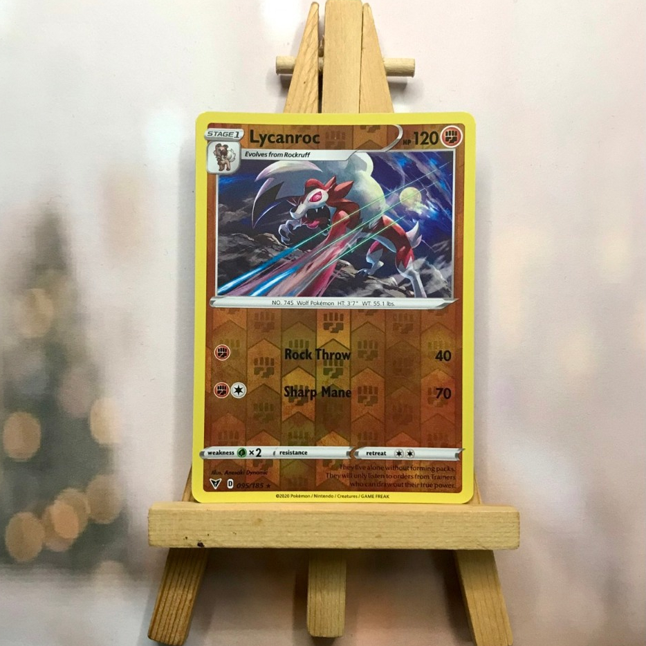 Pokemon Lycanroc 095 / 185 card Genuine English Rare Reverse Holo odd