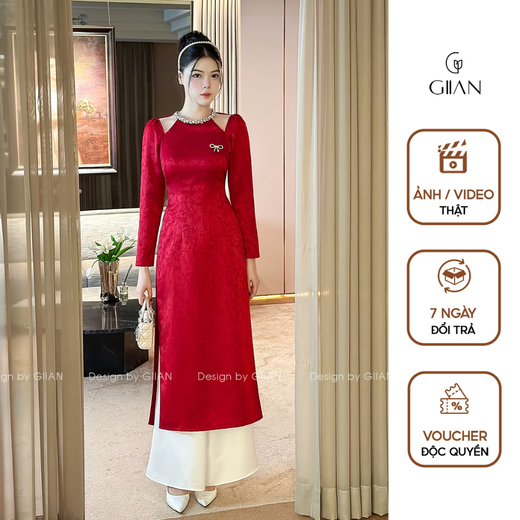 Giian women's innovative ao dai CNY 2024, round neck design with ...