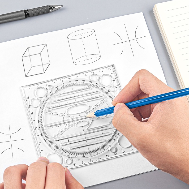 Multi-purpose ruler can draw many types of shapes for learning math ...