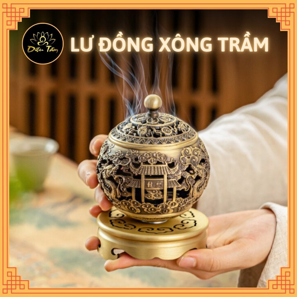 Incense Burner Lu Dong Shaped Dragon Ball Moon Burning Agarwood Cylinder, Fireproof Lining Feng