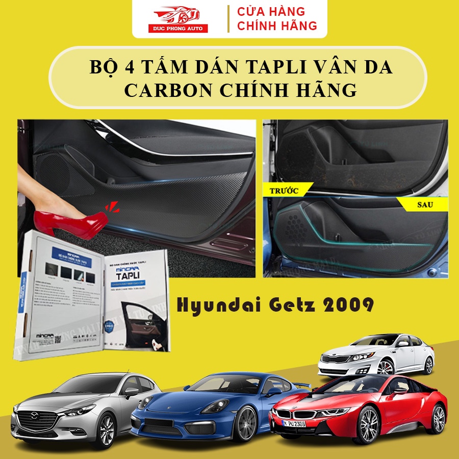 Set of 4 Duc Phong Tapli stickers type 1 carbon leather for Hyundai ...
