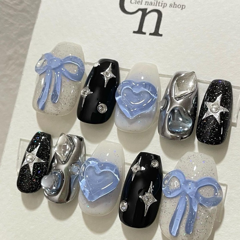 Nailbox Black And Blue Design COQUETTE Bow | Shopee Philippines