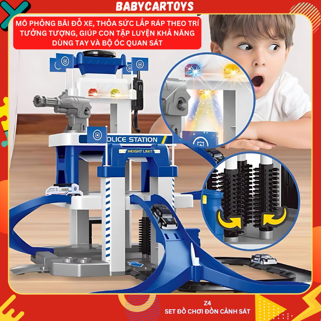 Toys 3storey Police Headquarters toy with elevator, WalkieTalkie, Six