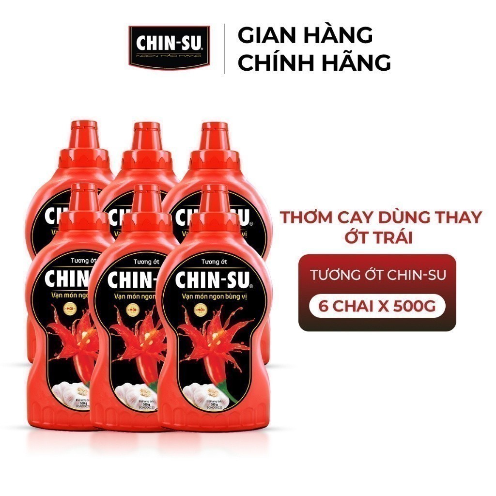 Combo of 6 bottles of CHIN-SU Chili Sauce 500G (Packaging may vary ...