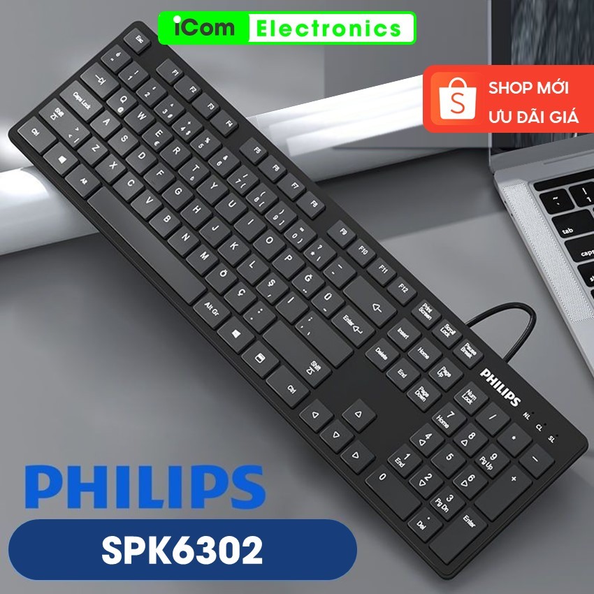 Philips SPK6302 Fullsize 104 Key Wired Computer Keyboard with Thin ...