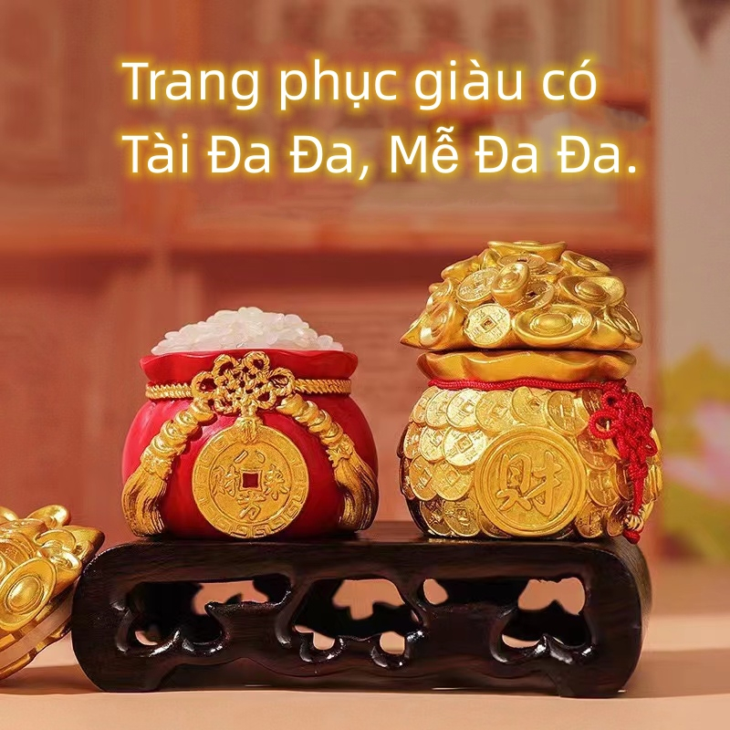 Tai Da, Me Da Da, Rice Jar Set with Golden Salt Jar Comes with a Stand ...