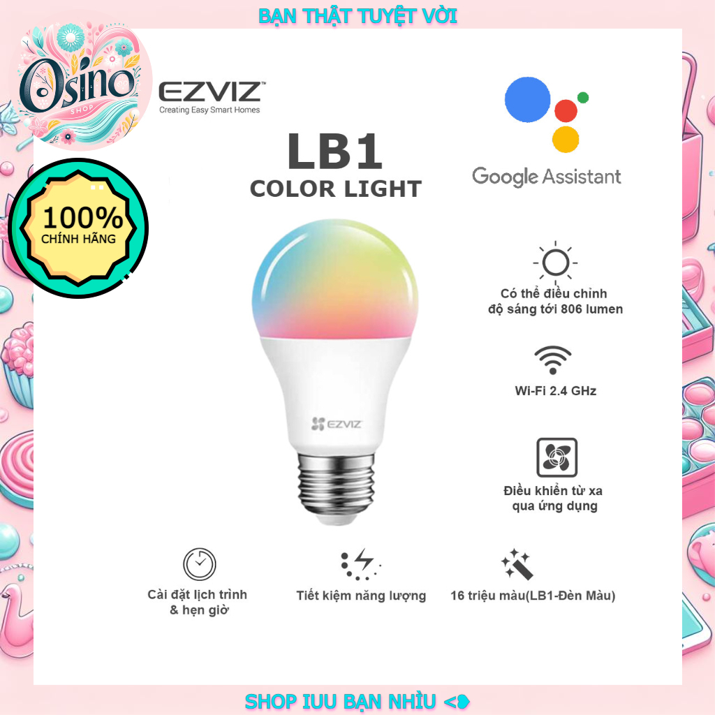 Ezviz LB1 Full Color Light Bulb (16 million colors) WI-FI Connection ...