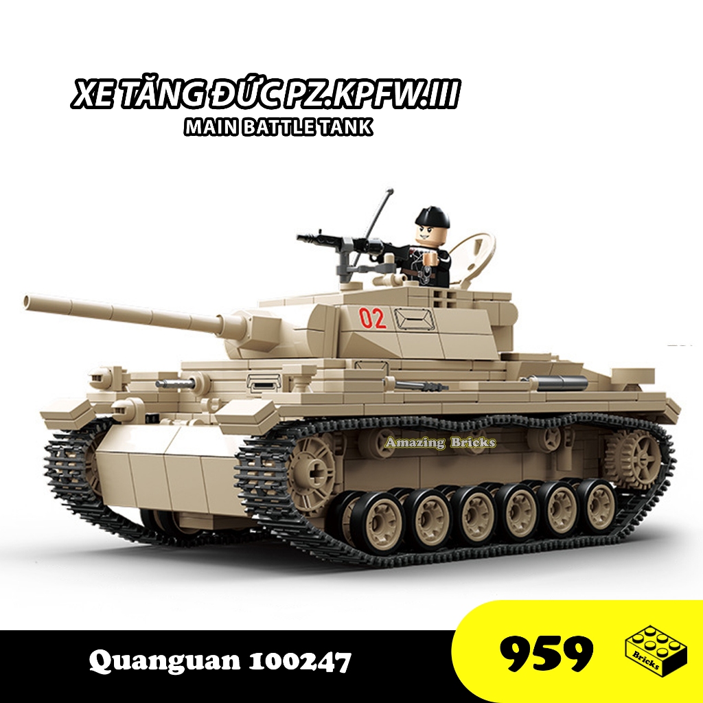 German Tank Assembly Toy PZ.KPFW.III, Quanguan 100247 Main battle tank ...