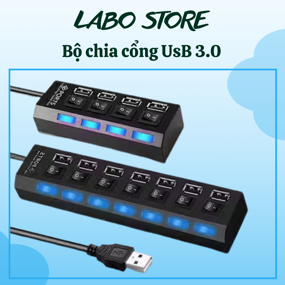 USB Hub splitter 2.0 4 7in1/ 4in1 USB splitter with LED light switch ...