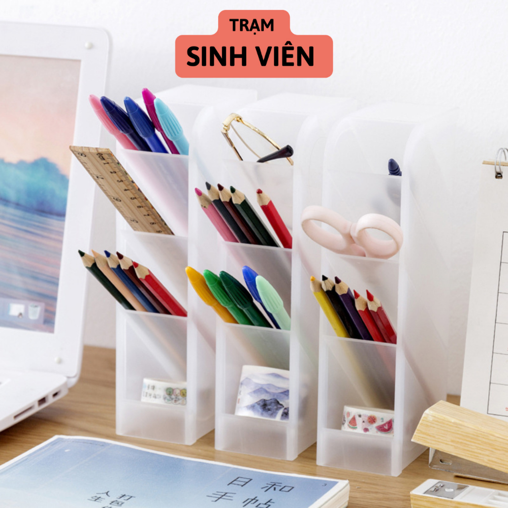 4-tier Pen Shelf for Multi-Purpose Study Desk, Transparent Stationery ...