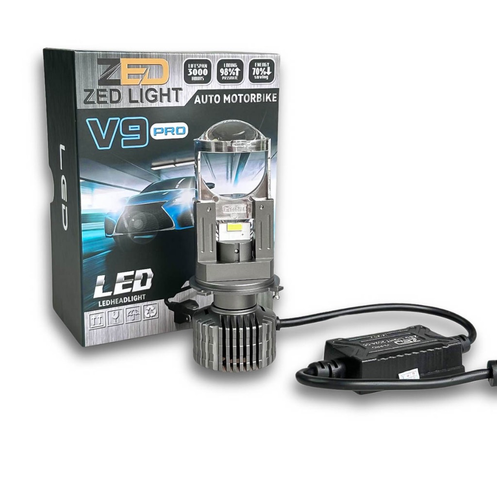 (Free Vip Rear) V9 ZED LIGHT PRO Ball Headlight 60W 12,24V DC H4 Foot ...