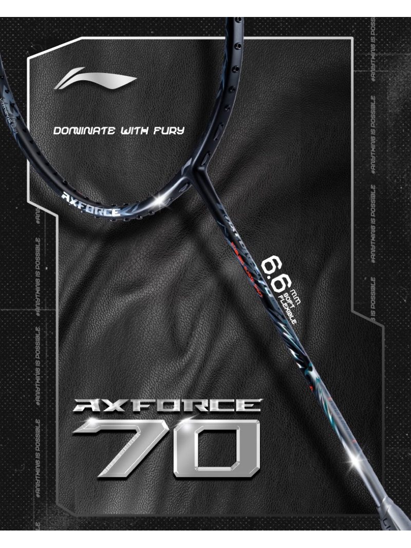 Lining axforce 70 silver wolf badminton racket max tension 13kg + free ...