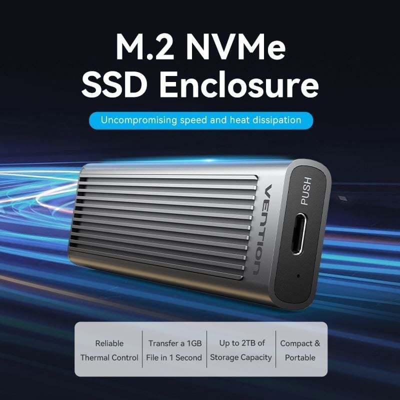 M.2 VENTION M.2 NVMe SSD Enclosure KPKH0 Portable Hard Drive Box (USB 3 ...