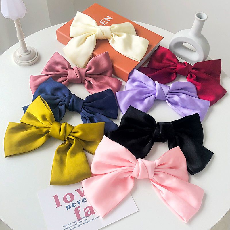 Lovely multicolored silk bow hair clip (random color) | Shopee Philippines