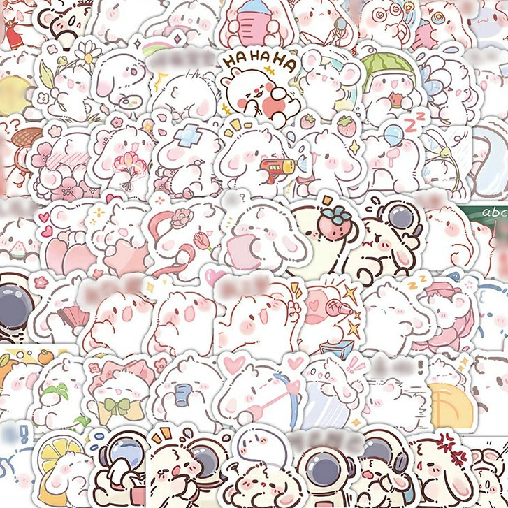 Mujicici 100 Pcs Cute Cartoon Ins Korean Soft And Cute Small Rabbit ...