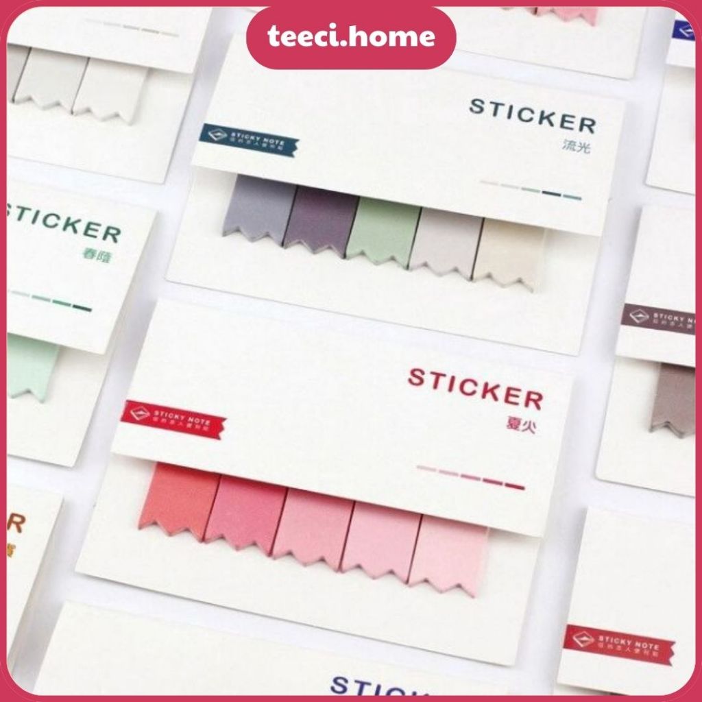 Set of 5 Sticky Note Paper Label Marker Pastel Flag Tail 100 sheets 65 ...