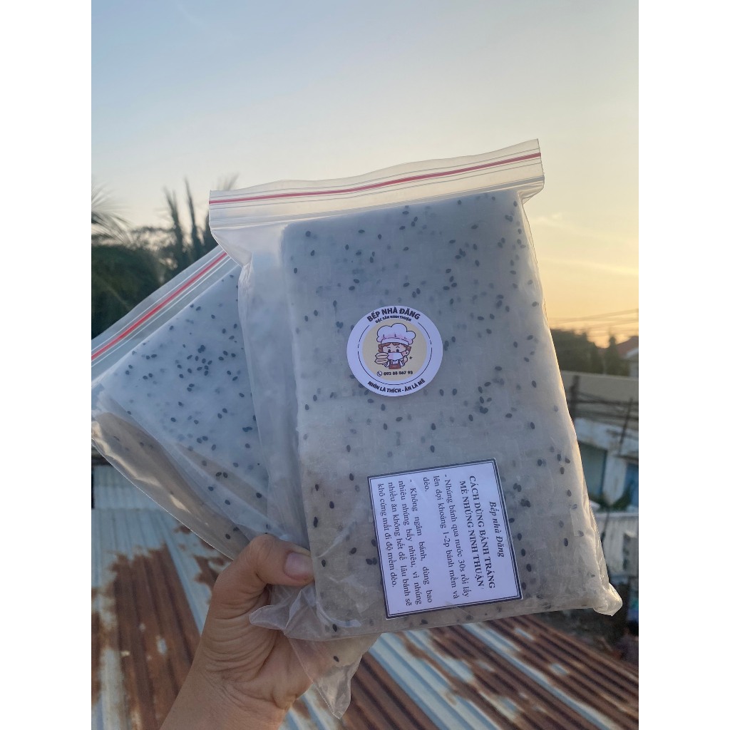 Combo of 3 bags of Phan Rang sesame rice paper dipped in A5 size (Each ...