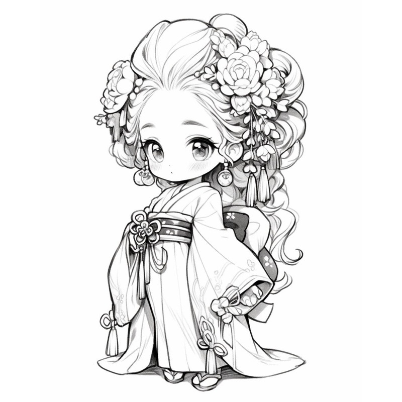 Cute Ancient Chibi - Set Of 70 A4 A5 Coloring Pictures For Wax, Lead ...