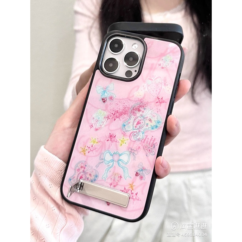 Genuine Coditto pink case with bow pattern and black border | Shopee ...