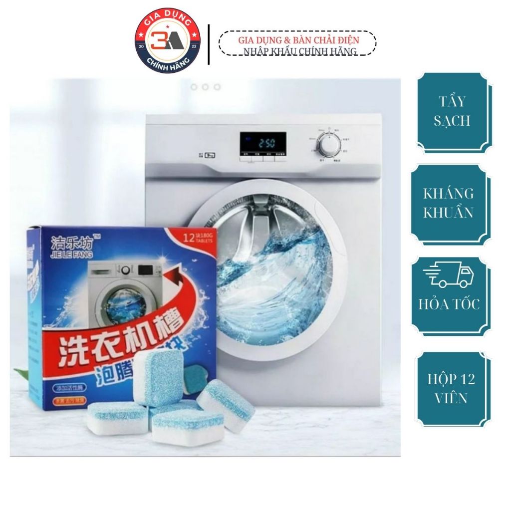 Box Of 12 Washing Machine Drum Cleaner Kill Bacteria, Debris Washing