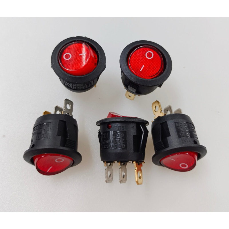 Combo of 5 KCD1 Round Rocking Switches with Light (3 Pins) | Shopee ...