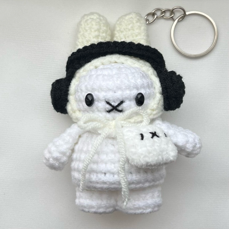 Miffy RABBIT WOOL KEYCHAIN WITH HEADPHONES AND CROSSBACK BAG | Shopee ...