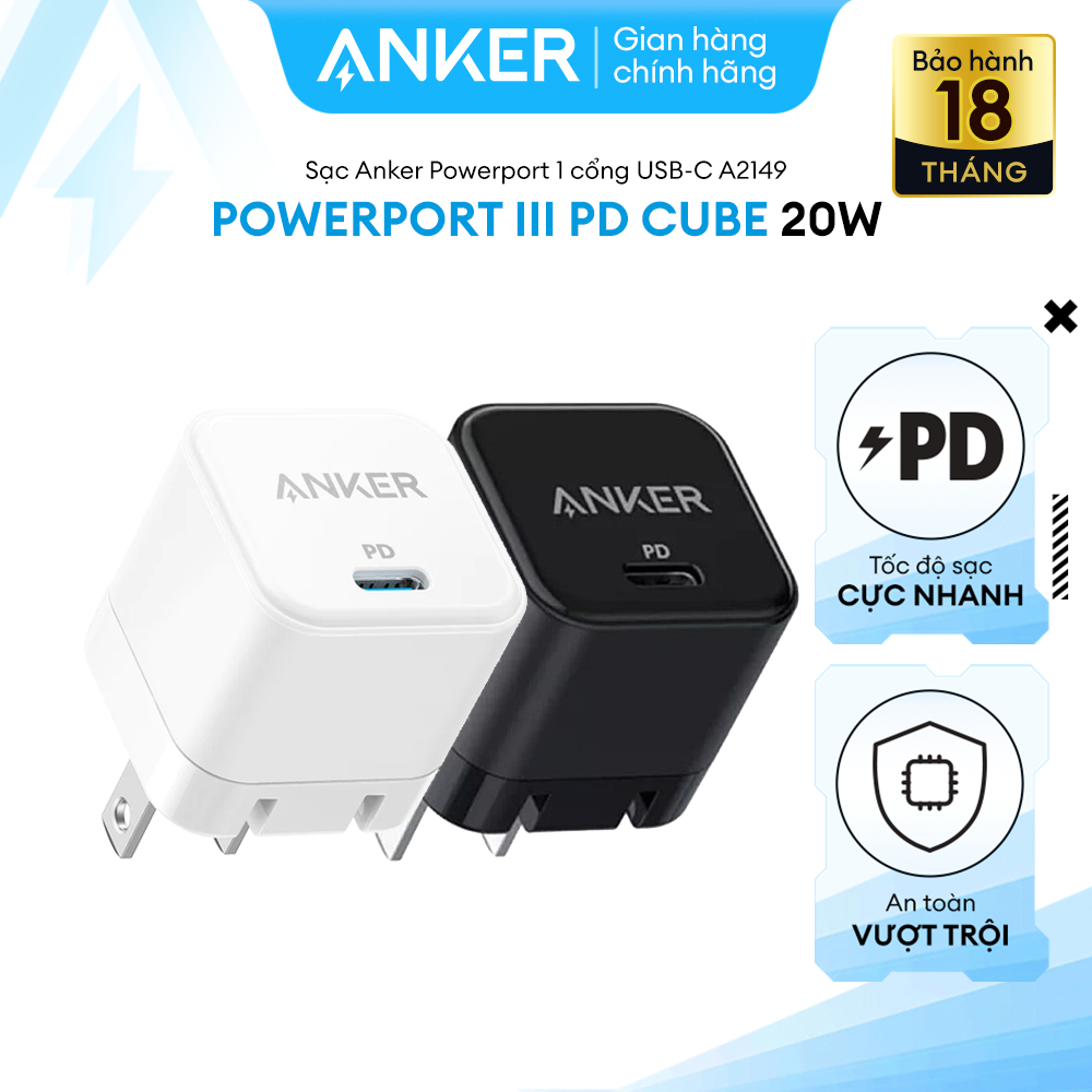 Anker 312 PowerPort III PD Cube Quick Charge 1 USB-C Port With Capacity ...