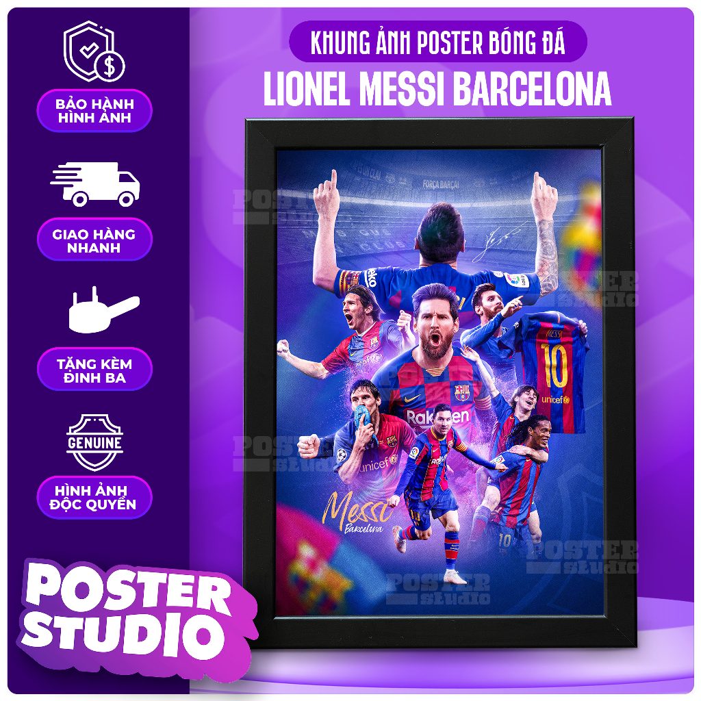 Messi BARCA decorative Poster picture frame (including Poster and ...