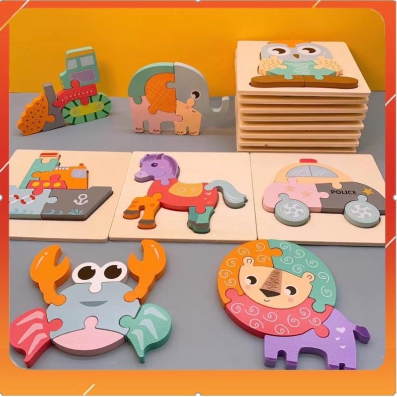 Thick Wooden 3D Puzzles with Many Themes - Smart Montessori Toys for ...
