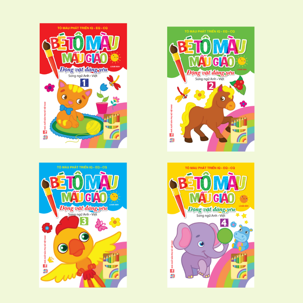 Children's Books - Combo 4 Kindergarten Coloring Baby Books - Lovely