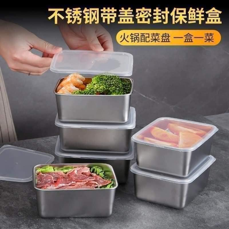 SET OF 5 Stainless Steel BOXES WITH PLASTIC LID - HEAT RETAINING BOX ...