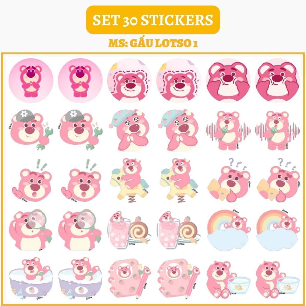 SET OF 30 STICKERS - LOTSO BEAR | Shopee Philippines