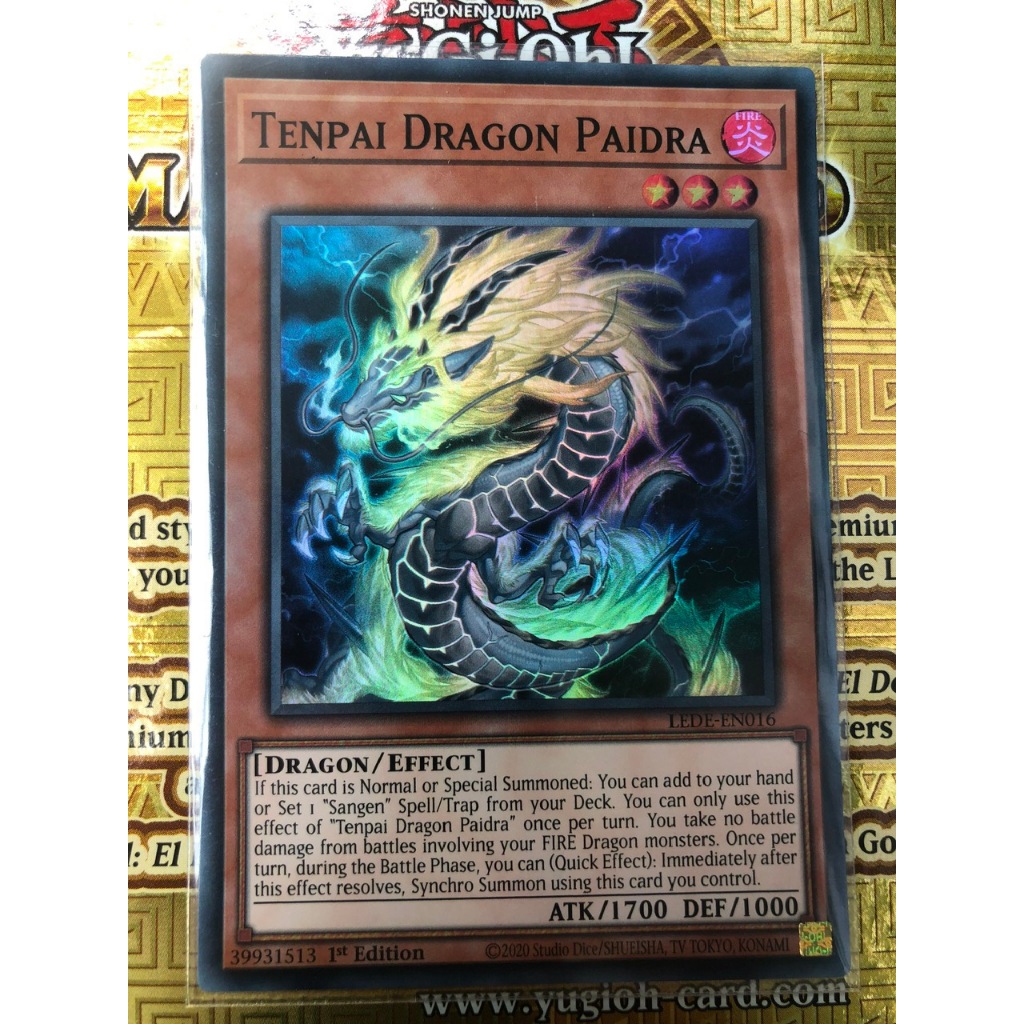 Yugioh Card - TCG - Tenpai Dragon Paidra - LEDE-EN016 - Super Rare 1st ...