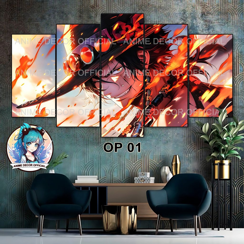 Set of 5 ACE Onepiece Character Wall Stickers on Fomex 5mm Thick with 1 ...