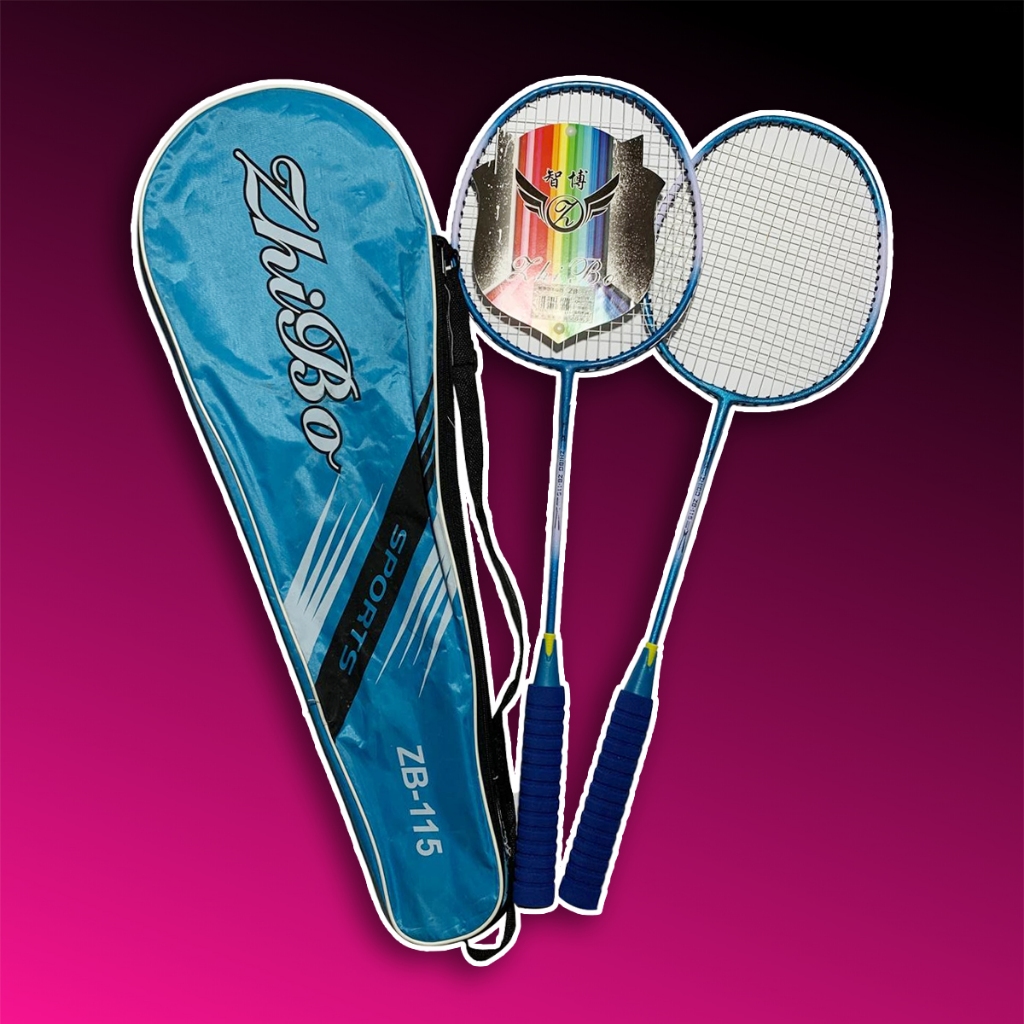 Set Of 2 Badminton Rackets ZhiBo 115, Alloy Material, Shockproof Padded ...