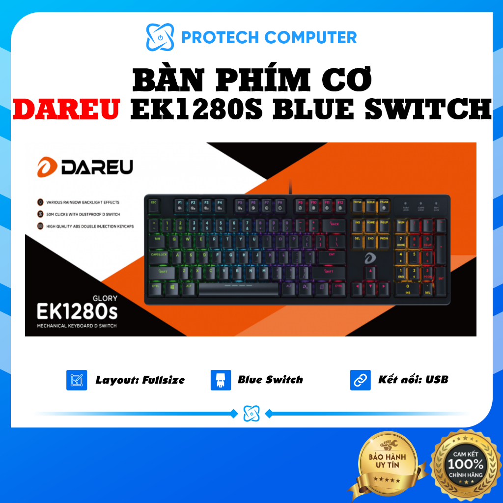 Dareu EK1280S Blue Switch Mechanical Keyboard (Black) | Shopee Philippines