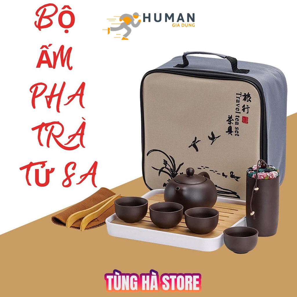 SA Zisha Tea Cup Set 6 Cups, 12 Piece, Portable Bag Teapot Set ...