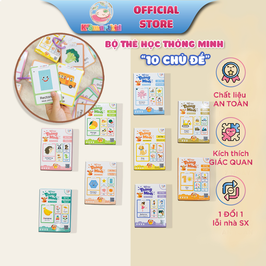 Mini Flashcard 10 bilingual topics English - Vietnamese for children ...