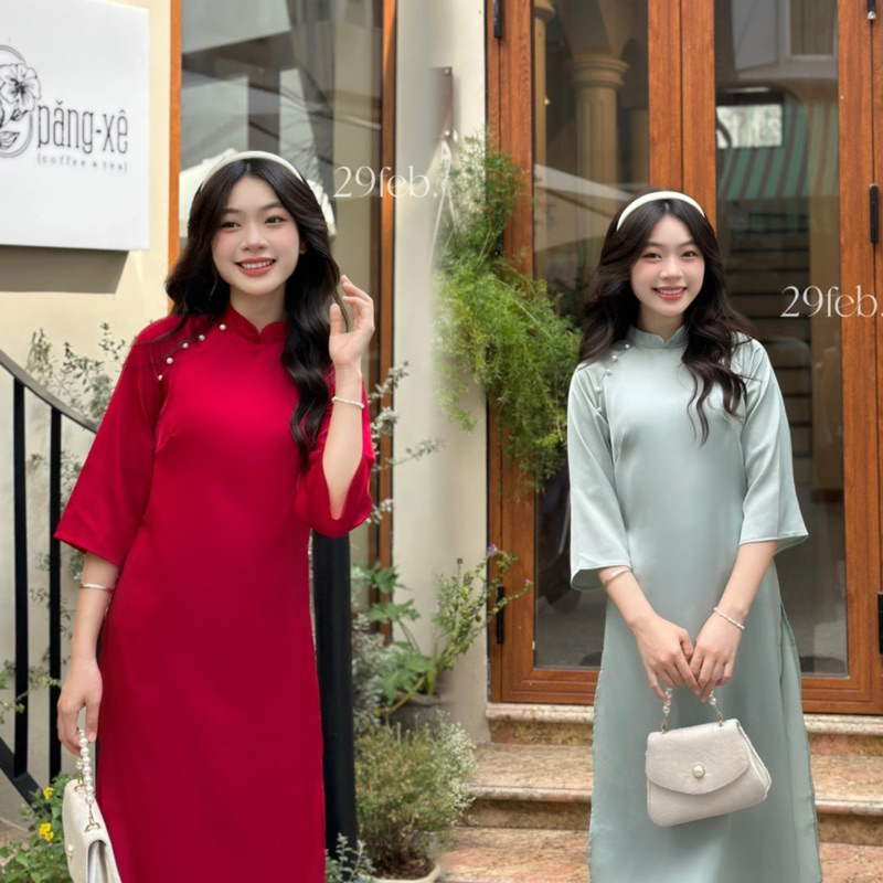 Modern ao dai with loose shape, code ct3 - plain modernized ao dai in ...