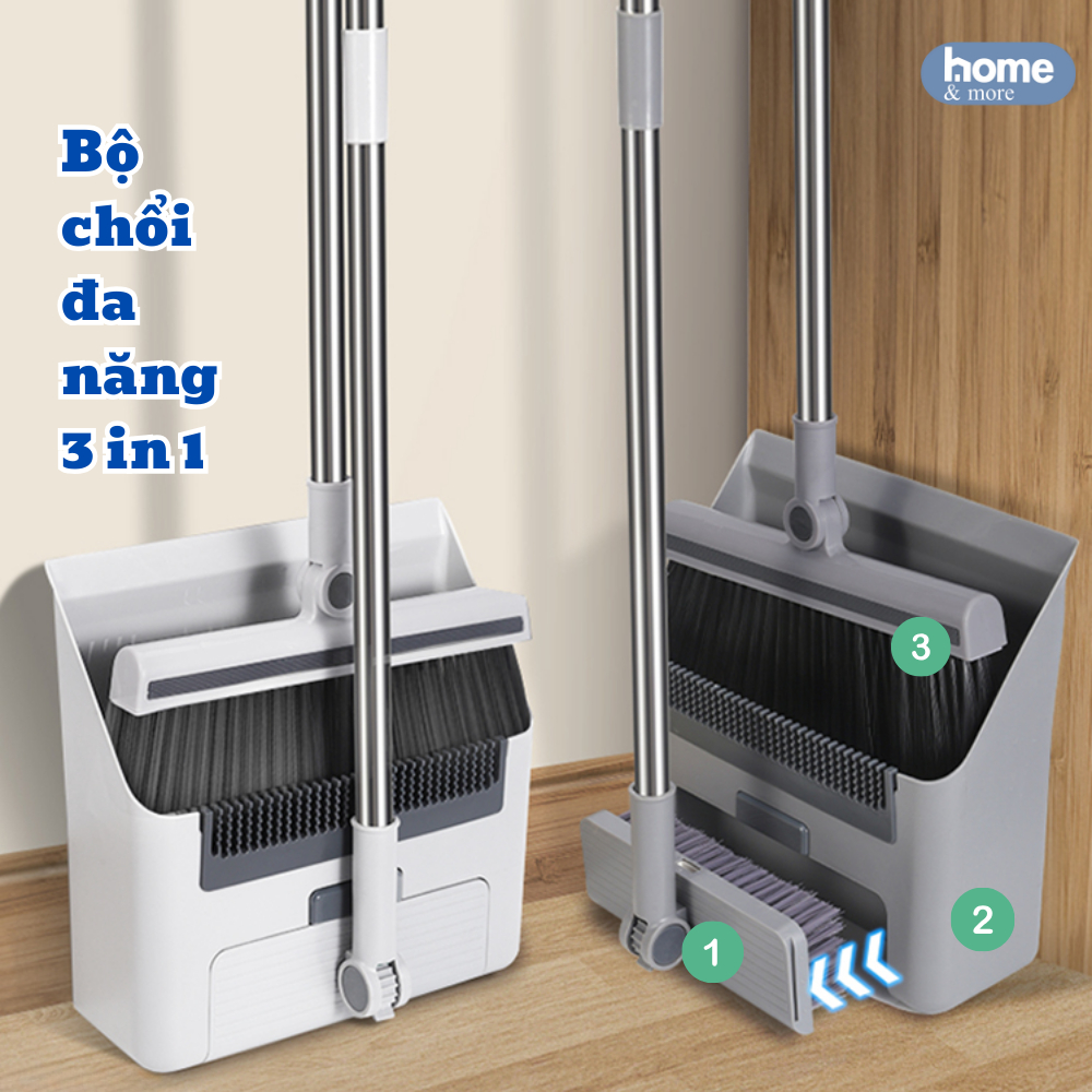 Multi-purpose 3-in-1 dustpan and broom set, 1 broom, 1 dustpan, 1 floor ...