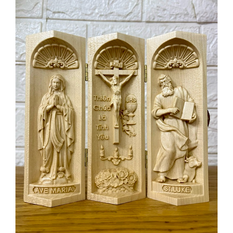 Mini Catholic statue set of the Virgin Mary - Crucifixion - Saint Luke ...
